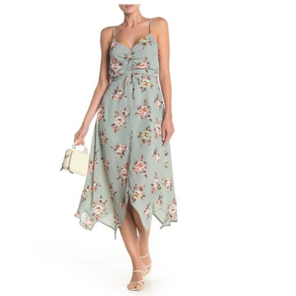 ROW A Dresses & Skirts - ROW A Floral Cinch Front Maxi Dress Sage Medium